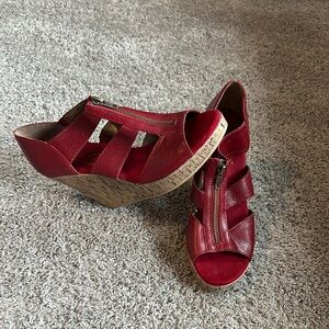 Red Wedge Sandals
